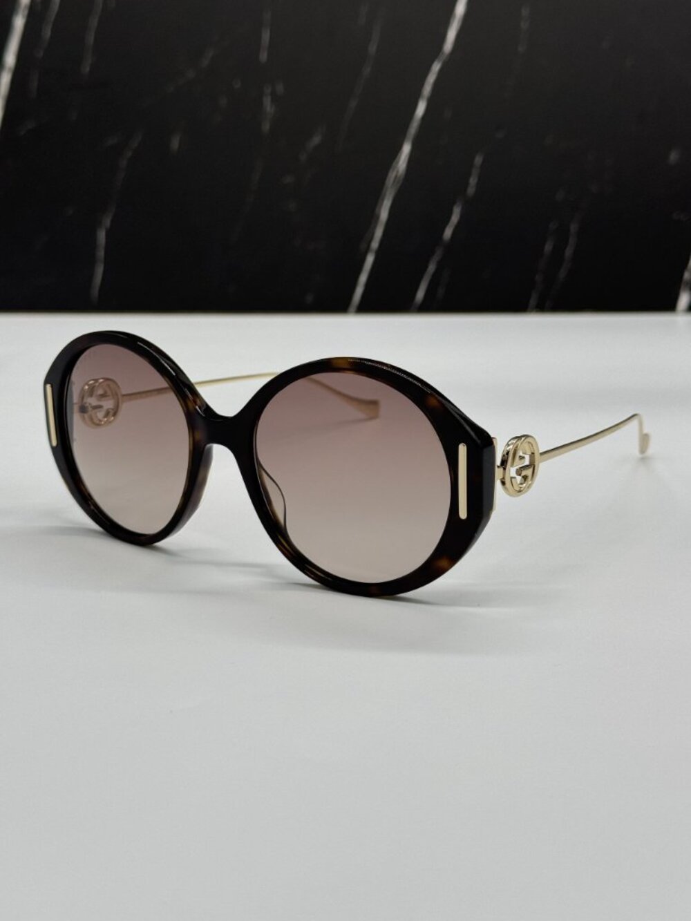 NEW GUCCI GG1202S 003 SUNGLASSES OVERSIZED GOLD/HAVANA WOMEN EYEWEAR - Picture 3 of 11